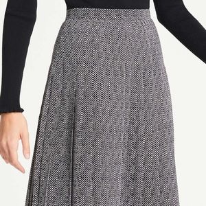 Ann Taylor Herringbone Pleated Skirt